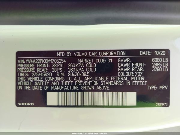2021 VOLVO XC90 T6 MOMENTUM 7 PASSENGER — I9