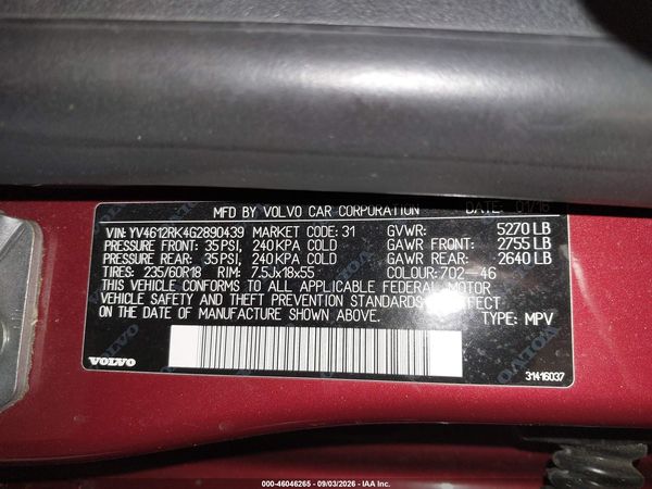 2016 VOLVO XC60 T5 PREMIER