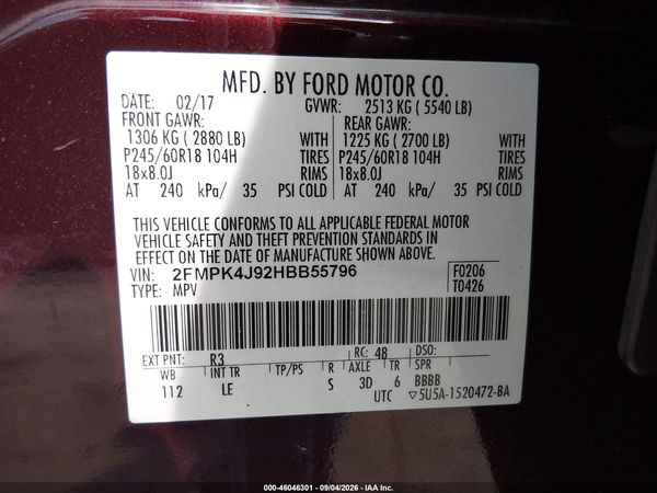 2017 FORD EDGE SEL — I9