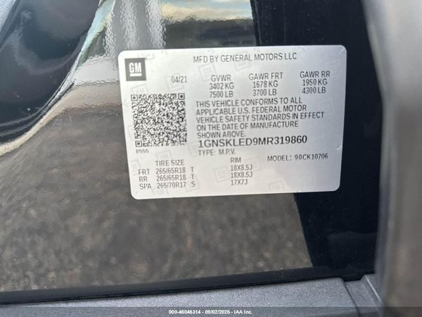 2021 CHEVROLET TAHOE 4WD COMMERCIAL FLEET — I9