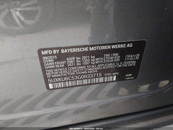2016 BMW X6 XDRIVE50I — I9