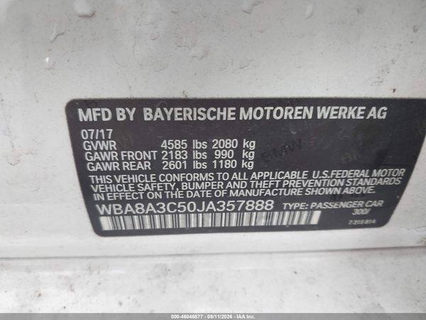 2018 BMW 320I XDRIVE — I9