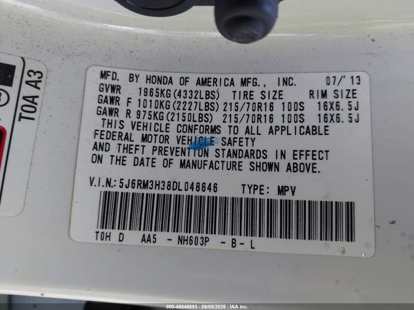 2013 HONDA CR-V LX — I9