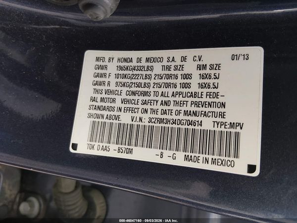 2013 HONDA CR-V LX — I9