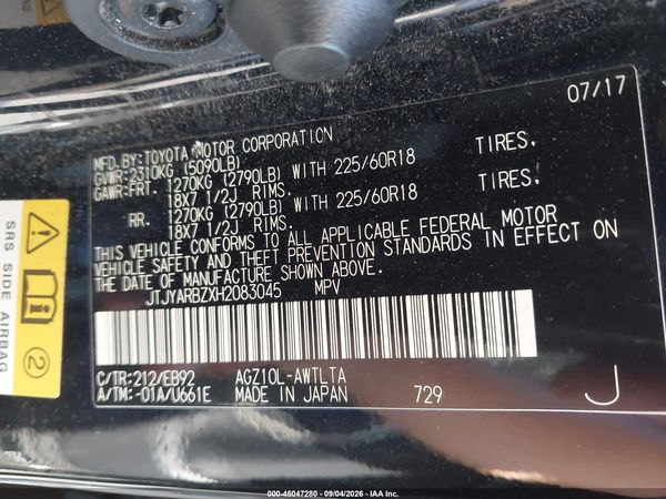 2017 LEXUS NX 200T F SPORT — I9