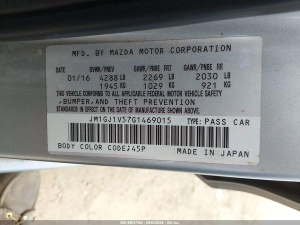 2016 MAZDA MAZDA6 I TOURING — I9