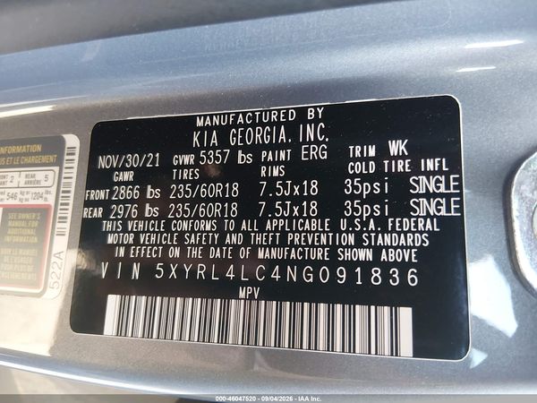 2022 KIA SORENTO S — I9