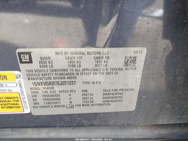 2014 CHEVROLET TRAVERSE 1LT — I9