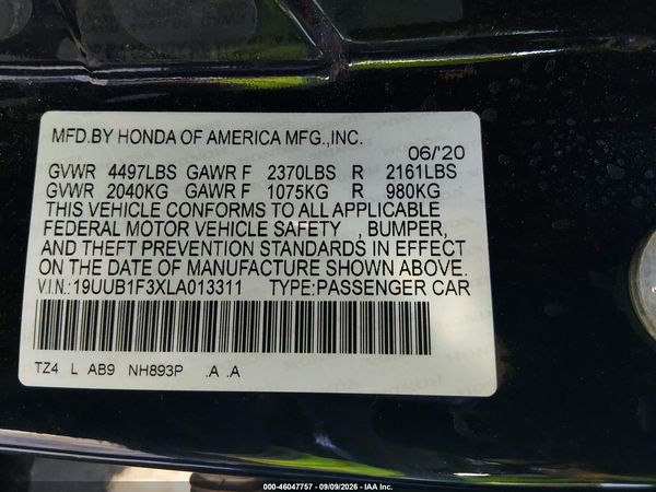 2020 ACURA TLX STANDARD