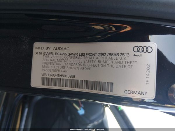 2017 AUDI A4 2.0T PREMIUM — I9