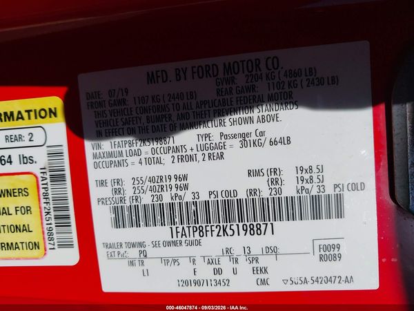 2019 FORD MUSTANG GT PREMIUM — I9