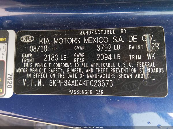 2019 KIA FORTE S — I9
