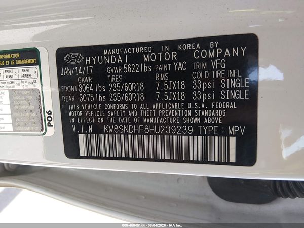 2017 HYUNDAI SANTA FE SE