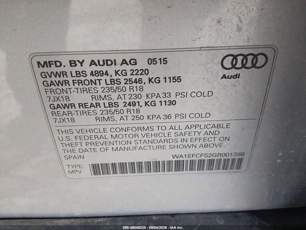 2016 AUDI Q3 2.0T PREMIUM PLUS — I9