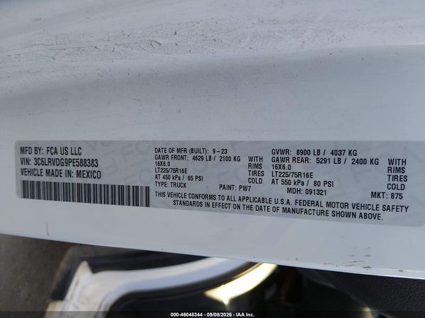 2023 RAM PROMASTER 2500 HIGH ROOF 159 WB