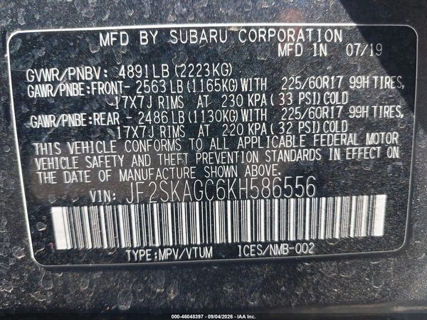 2019 SUBARU FORESTER PREMIUM — I9
