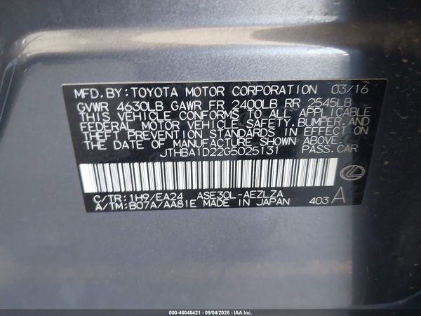 2016 LEXUS IS 200T