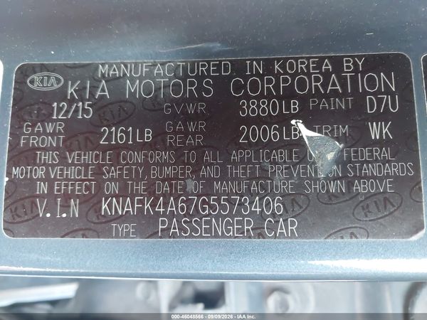 2016 KIA FORTE LX — I9