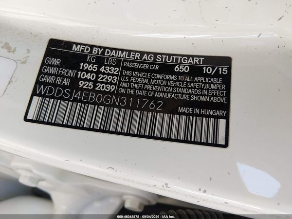 2016 MERCEDES-BENZ CLA 250 CLA250