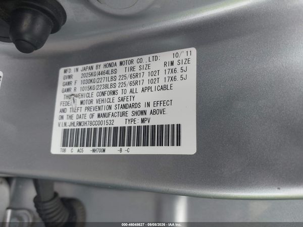 2012 HONDA CR-V EXL — I9