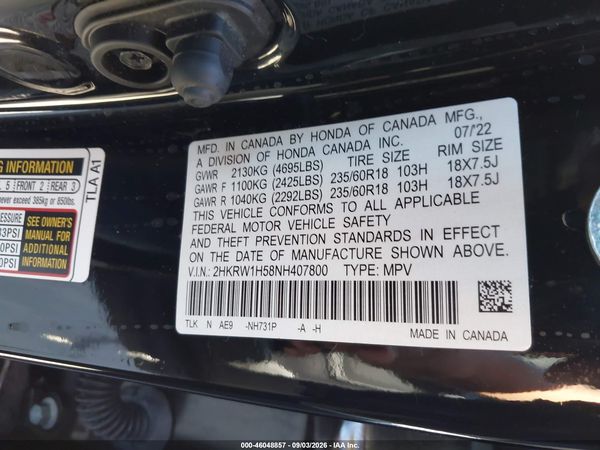 2022 HONDA CR-V 2WD EX — I9