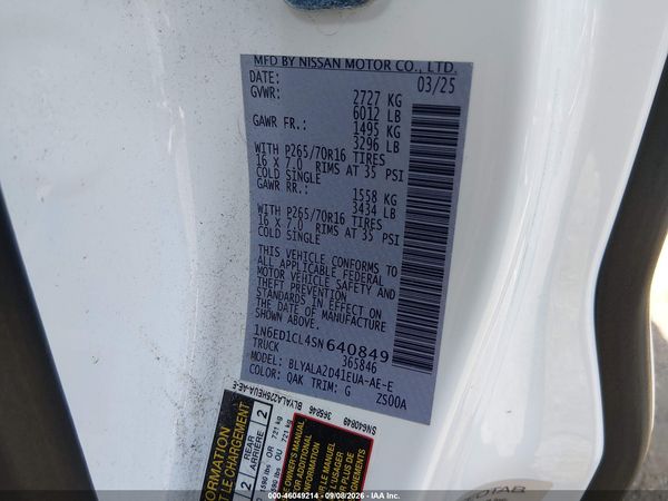 2025 NISSAN FRONTIER KING CAB S 4X2 — I9