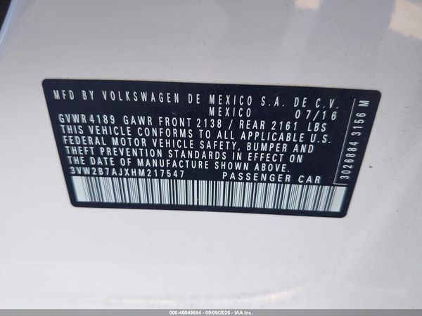 2017 VOLKSWAGEN JETTA 1.4T S — I9