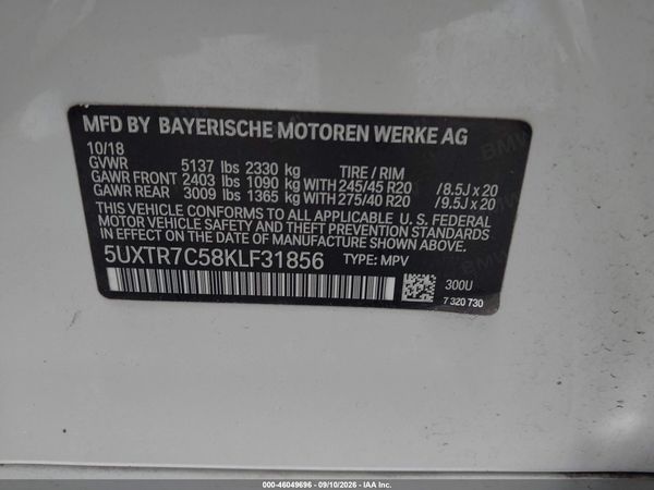 2019 BMW X3 SDRIVE30I — I9