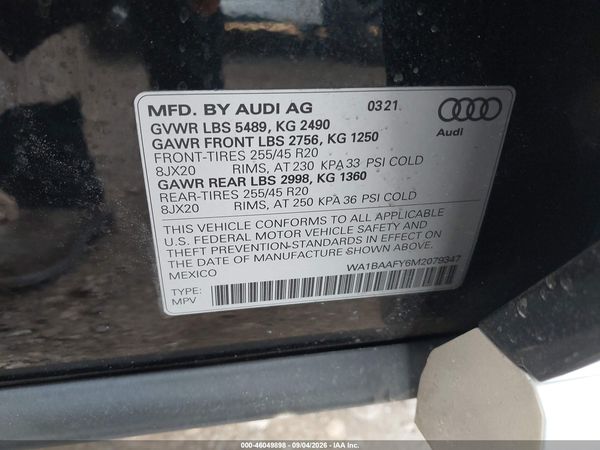 2021 AUDI Q5 — I9