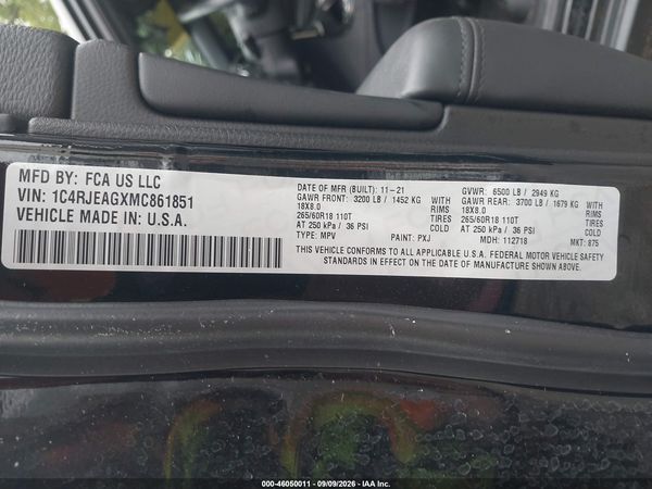 2021 JEEP GRAND CHEROKEE LAREDO X 4X2 — I9