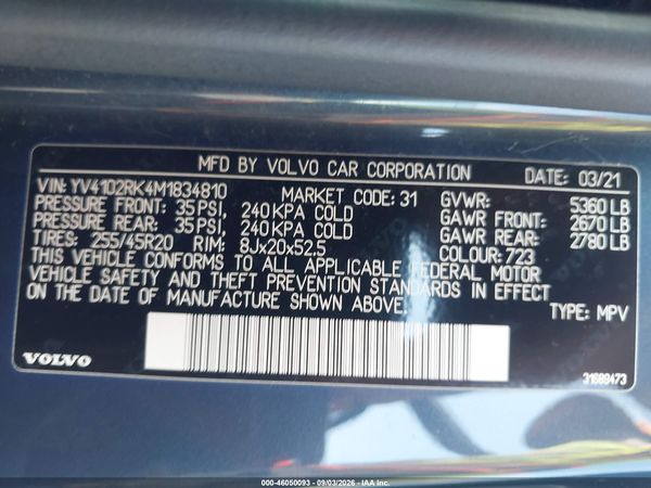 2021 VOLVO XC60 T5 MOMENTUM