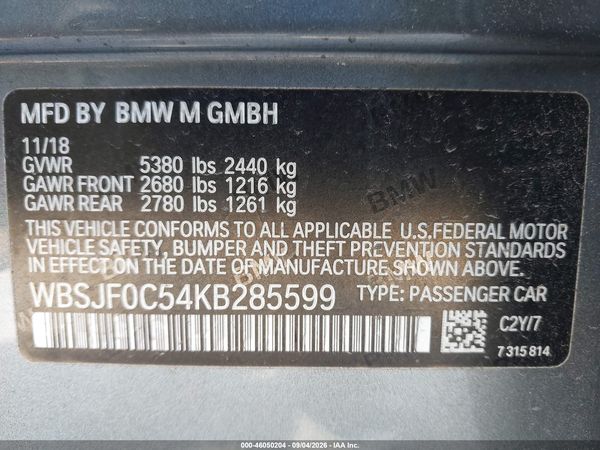 2019 BMW M5 — I9
