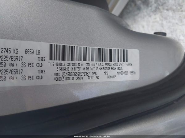 2016 DODGE GRAND CARAVAN R/T — I9