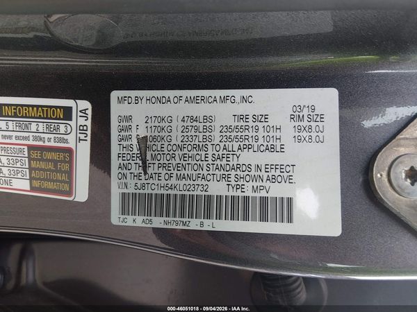 2019 ACURA RDX TECHNOLOGY PACKAGE — I9