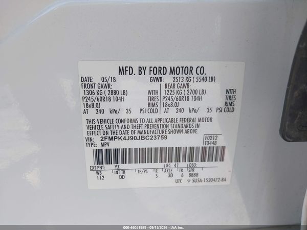 2018 FORD EDGE SEL — I9