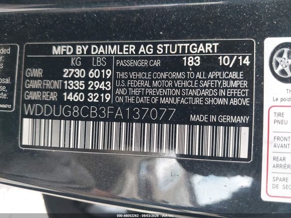 2015 MERCEDES-BENZ S 550 S550