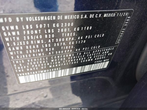 2021 VOLKSWAGEN TIGUAN 2.0T SEL PREMIUM R-LINE — I9