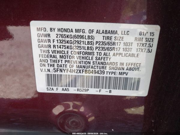 2015 HONDA PILOT LX