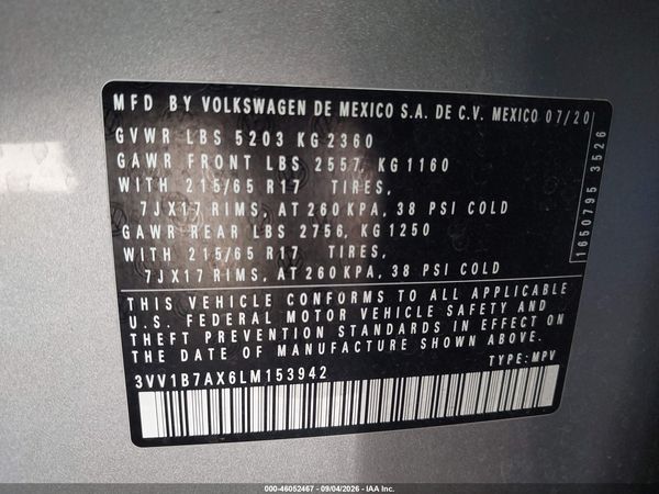 2020 VOLKSWAGEN TIGUAN 2.0T S — I9