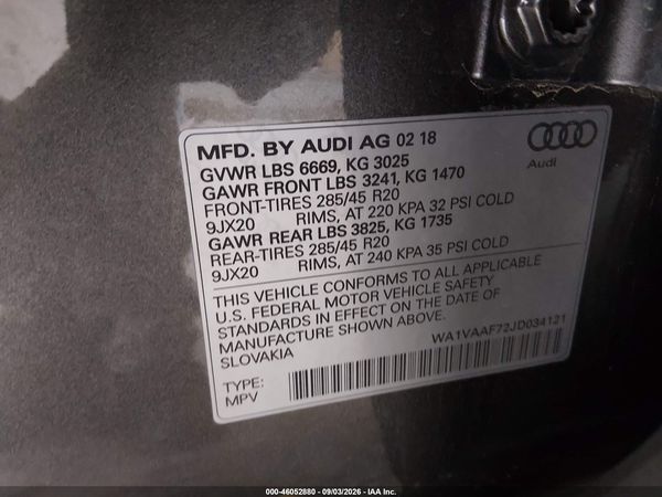 2018 AUDI Q7 3.0T PREMIUM — I9