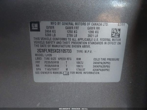 2012 CHEVROLET EQUINOX 2LT — I9
