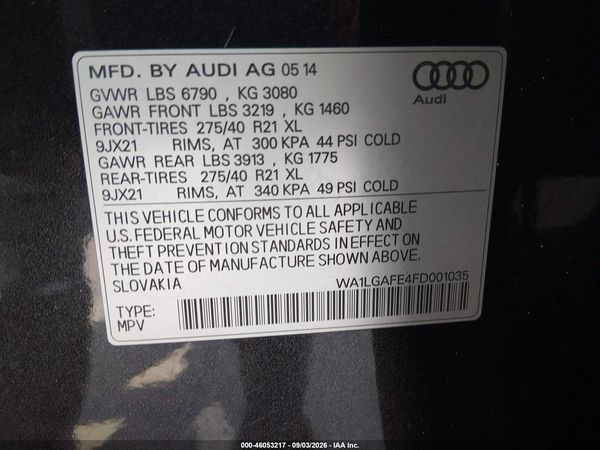 2015 AUDI Q7 3.0T PREMIUM