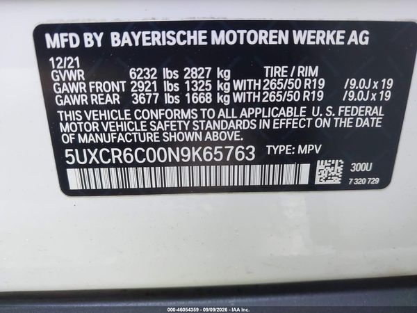 2022 BMW X5 XDRIVE40I — I9