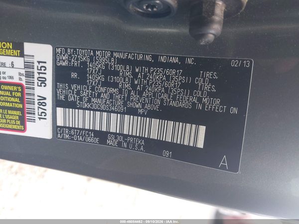 2013 TOYOTA SIENNA LE V6 8 PASSENGER — I9