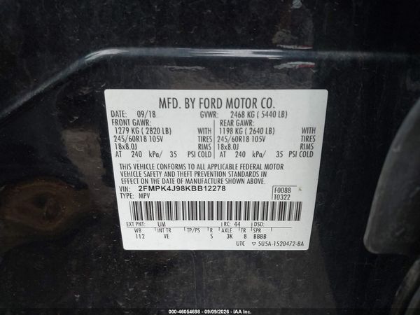 2019 FORD EDGE SEL — I9