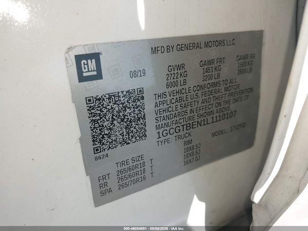 2020 CHEVROLET COLORADO 4WD  LONG BOX WT — I9