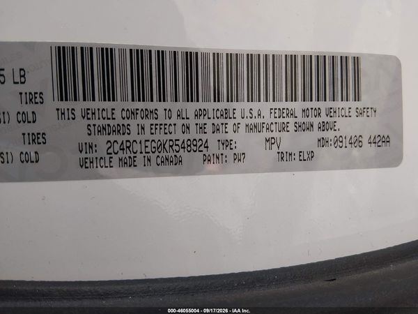 2019 CHRYSLER PACIFICA TOURING L PLUS — I9