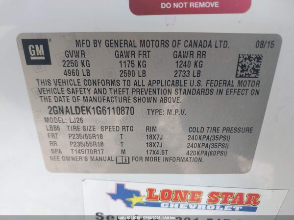2016 CHEVROLET EQUINOX LTZ — I9