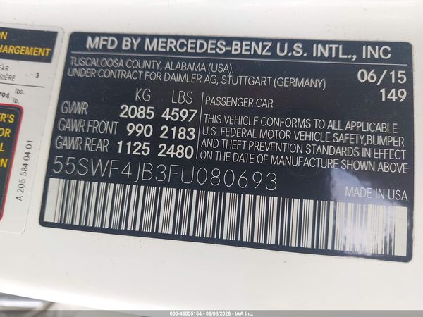 2015 MERCEDES-BENZ C 300 Base — I9