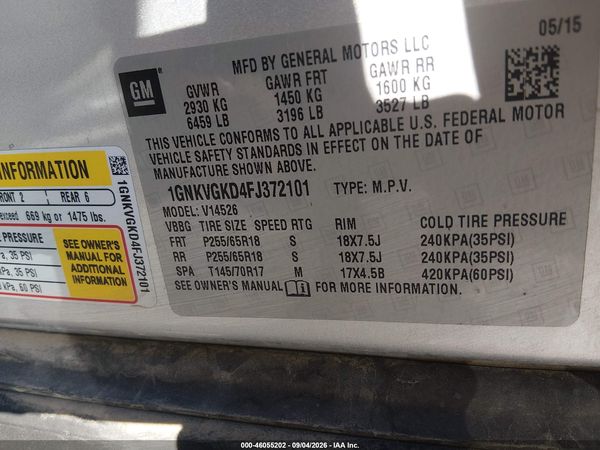 2015 CHEVROLET TRAVERSE 1LT — I9